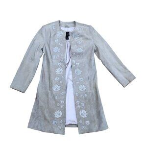 TERRY LEWIS Classic Luxuries Leather Jacket Coat Women's XS Embroidered …​